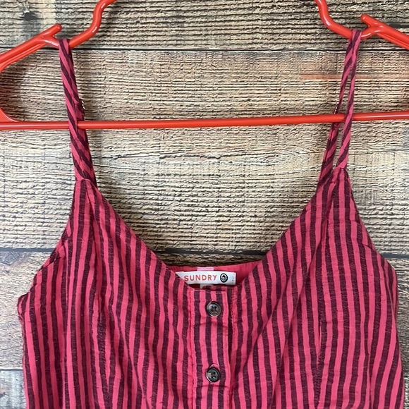 ANTHROPOLOGIE Sundry pink striped tiered sundress dress Size 1 Small - Picture 2 of 12